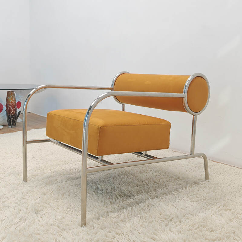 New Italian luxury living room furniture metal stainless steel lounge leisure chair