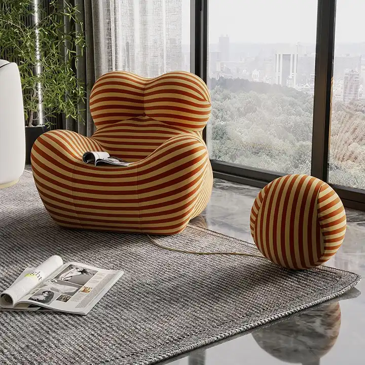 U-Best Interior Modern Design Hotel Lobby Living Room Lounge Chair With Ottoman Fabric Hug Leisure Chair