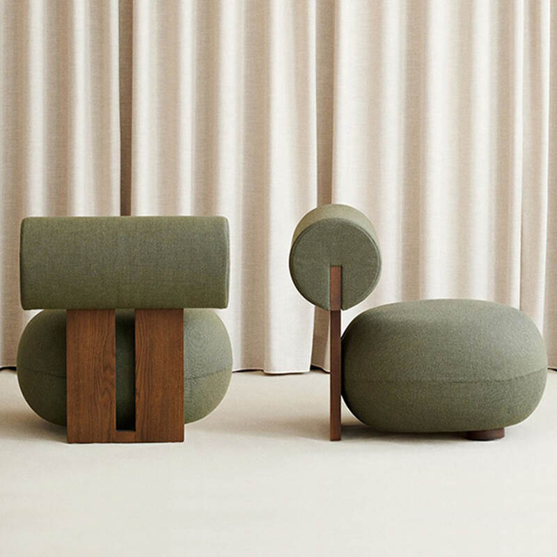 Nordic special design solid wood and fabric upholstery leisure chair