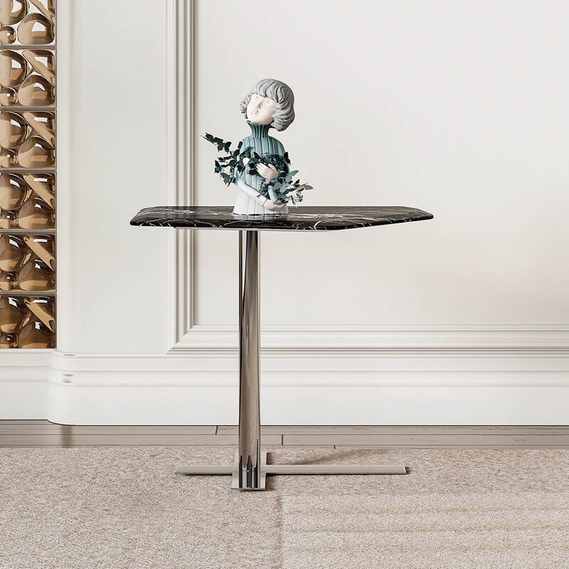 Unique Irregular Shape Top Stainless Side Table Supplier, Steel Base Side Table Manufacturer
