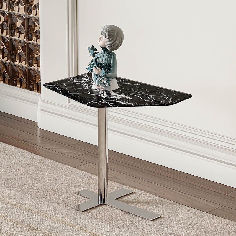 Unique Irregular Shape Top Stainless Side Table Supplier, Steel Base Side Table Manufacturer