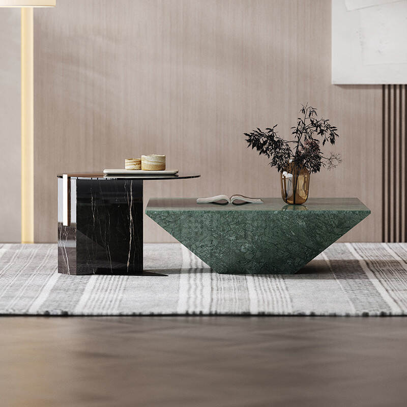 hotel furniture lobby center low table green marble cream coffee table living room