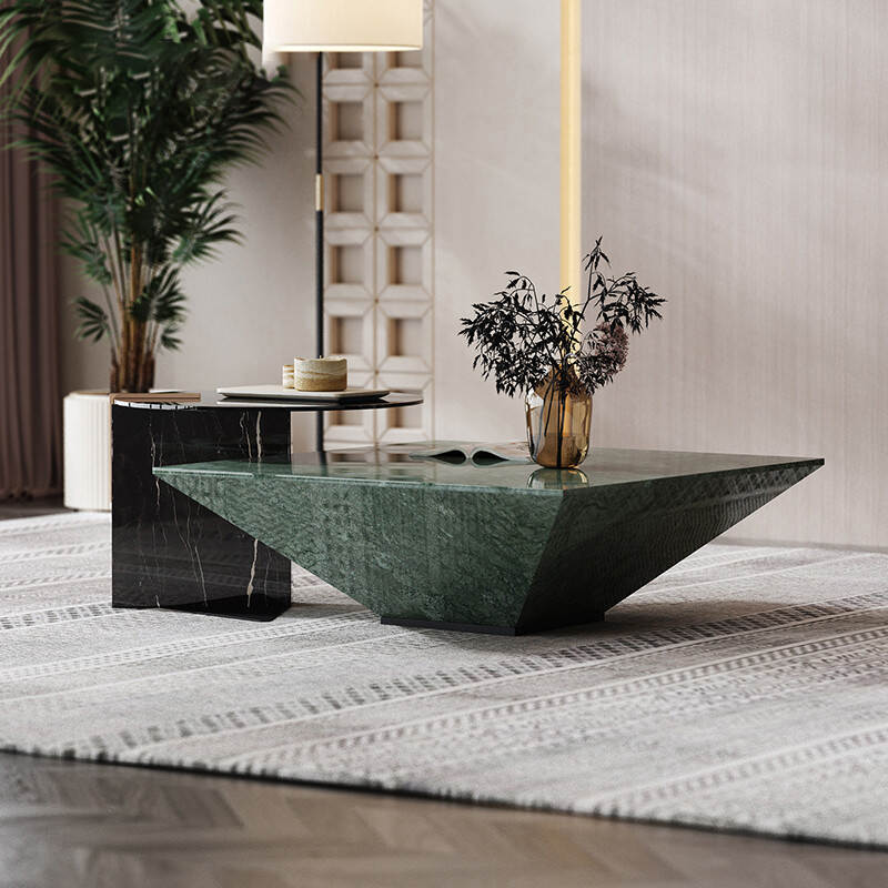 hotel furniture lobby center low table green marble cream coffee table living room