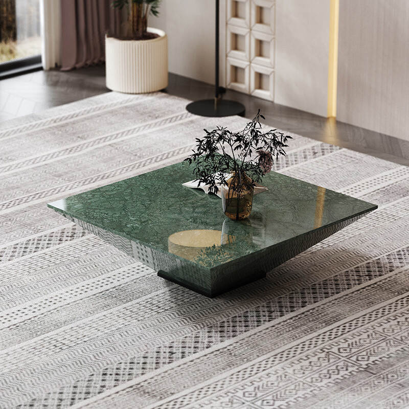 hotel furniture lobby center low table green marble cream coffee table living room