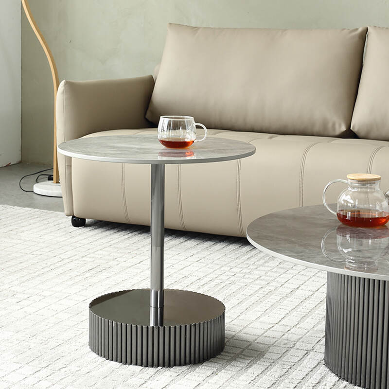 Luxury Metal Stainless Steel Coffee Side Table Modern Round Corner Coffee Table