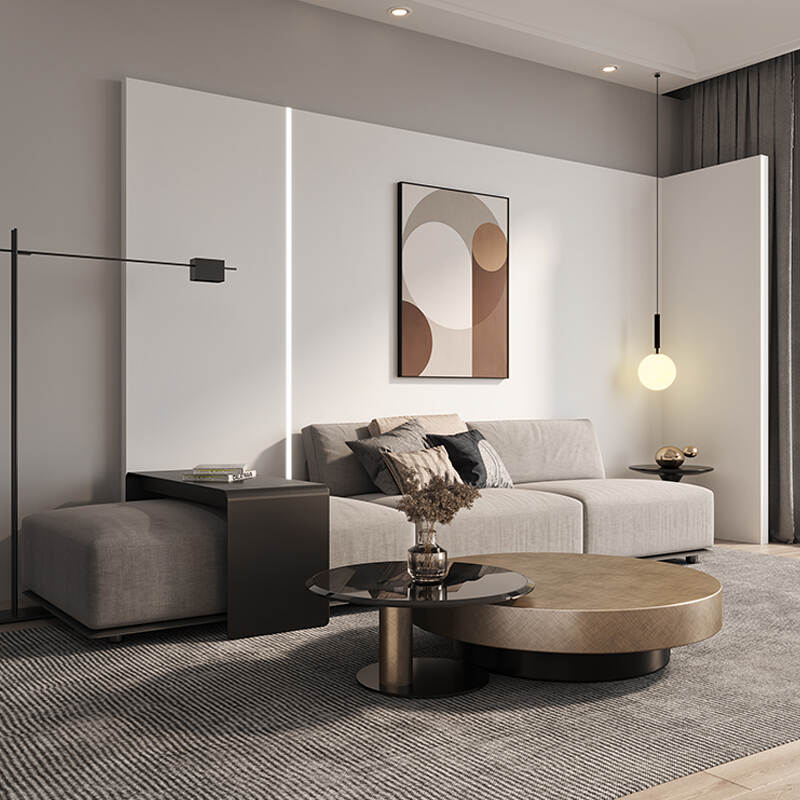 Luxury Big Stainless Steel+Small Tempered Glass Coffee Table Set