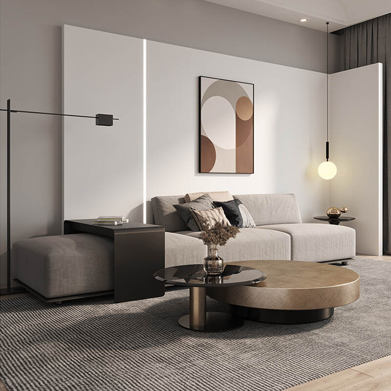 Modern light luxury design marble metal coffee table