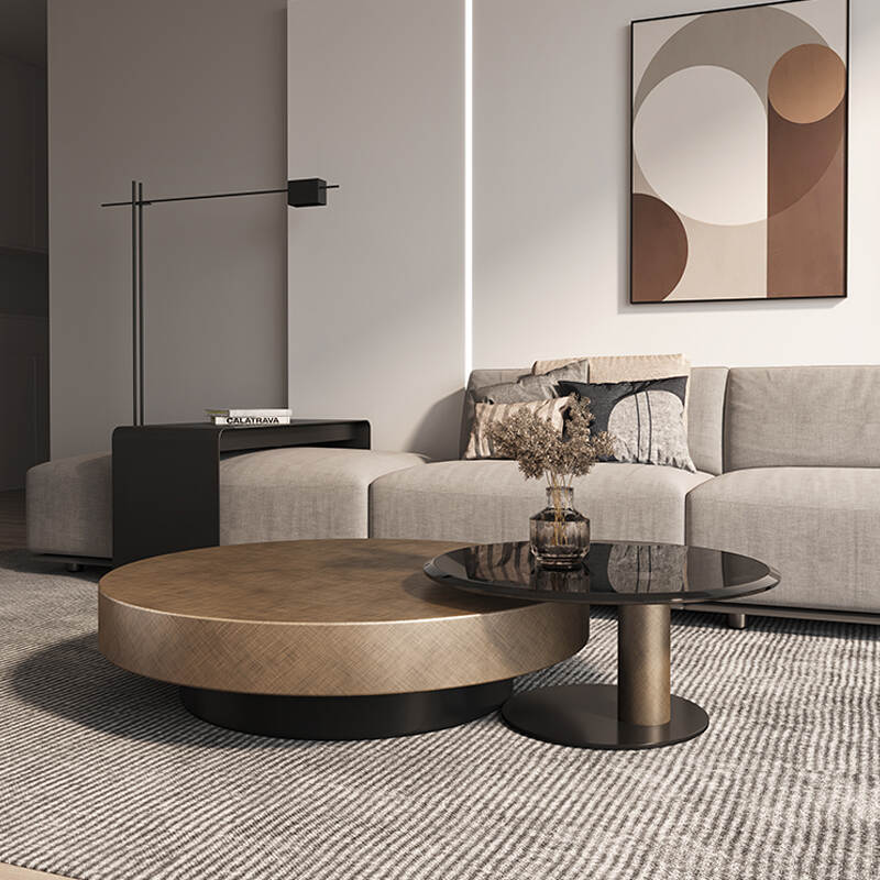 Modern light luxury design marble metal coffee table