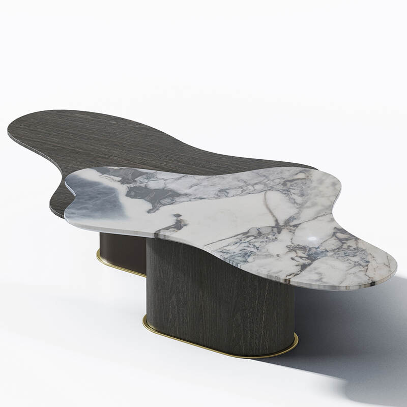 Exclusive Modern Living Room Furniture Set marble and wood Coffee Table