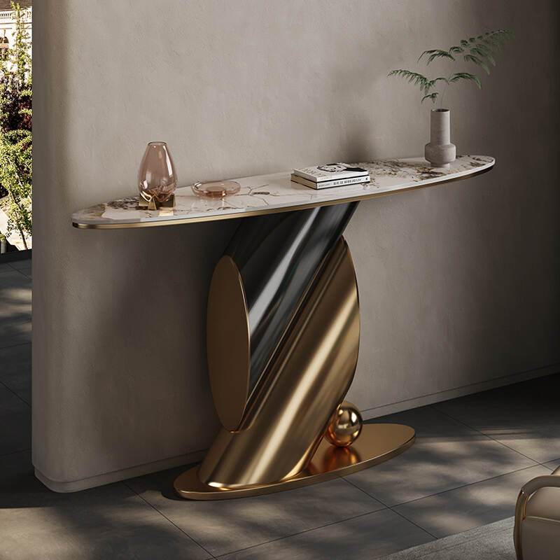 Luxury Metal Art Designer Marble Design Accent Living room Console table for living room
