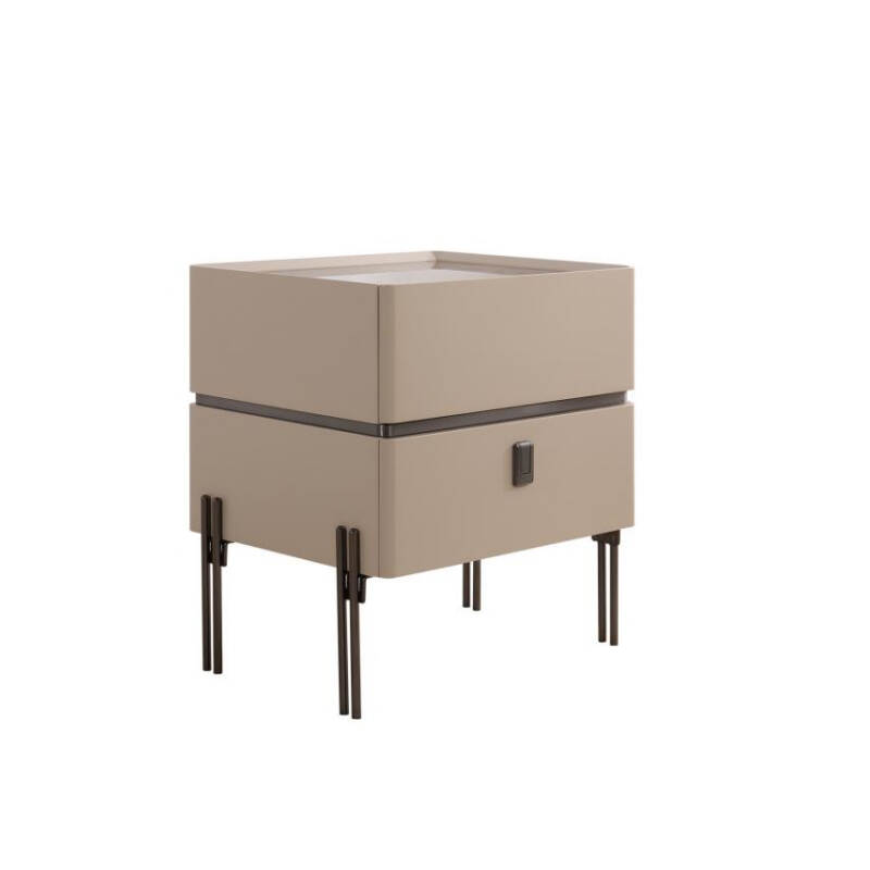 Modern Nordic iron standing double drawer storage cabinet solid wood nightstand