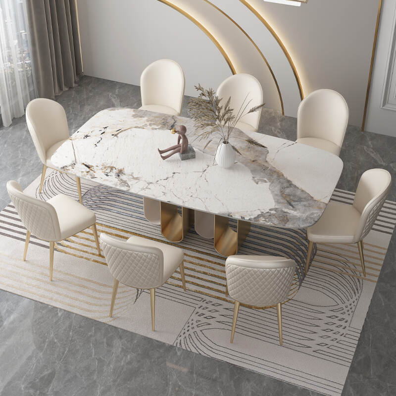 Popular Nordic Style Modern Dining Room Set Italian Luxury Home Furniture Marble Patern Top Dining Table