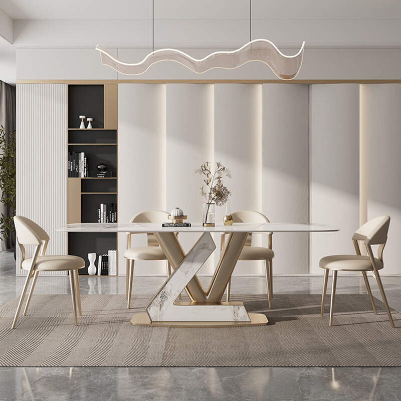 Luxury Metal Stainless Steel Dining Table for Family Banquet