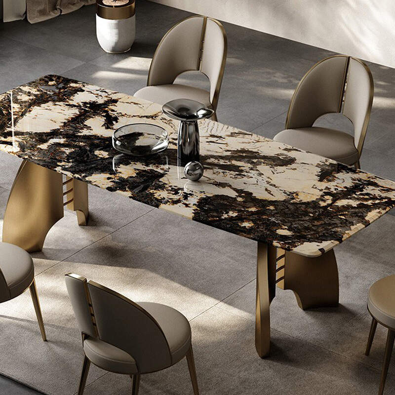 Luxury Design Rectangular With Stainless Steel Leg Dining Table